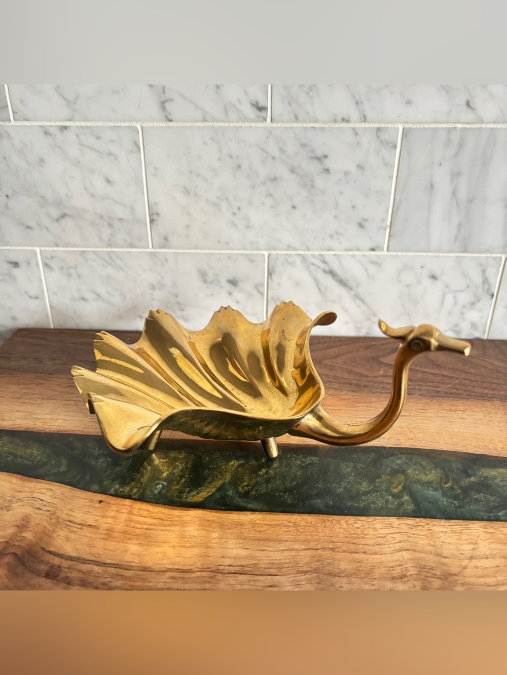 Vintage Brass Peacock Soap Dish, Trinket / Ring Dish